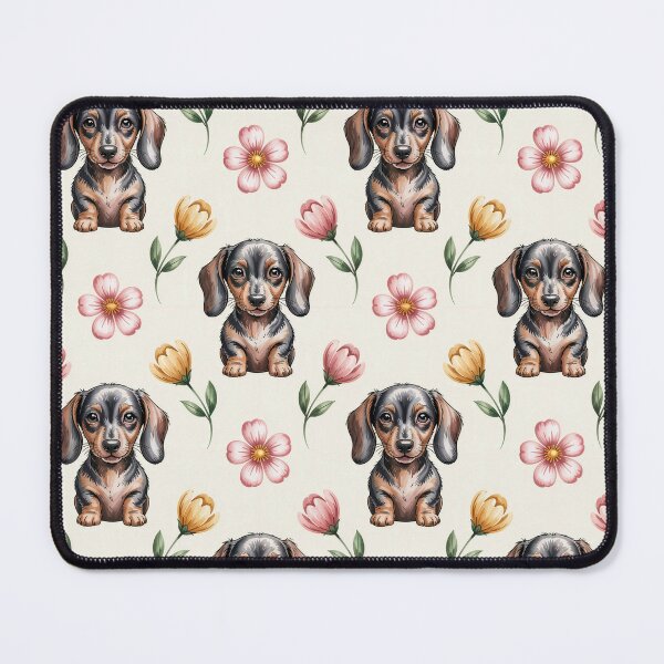 Item preview, Cute Dachshund and Floral Pattern designed and sold by jkrphoto.