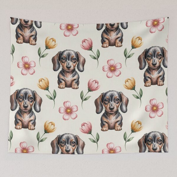 Item preview, Cute Dachshund and Floral Pattern designed and sold by jkrphoto.