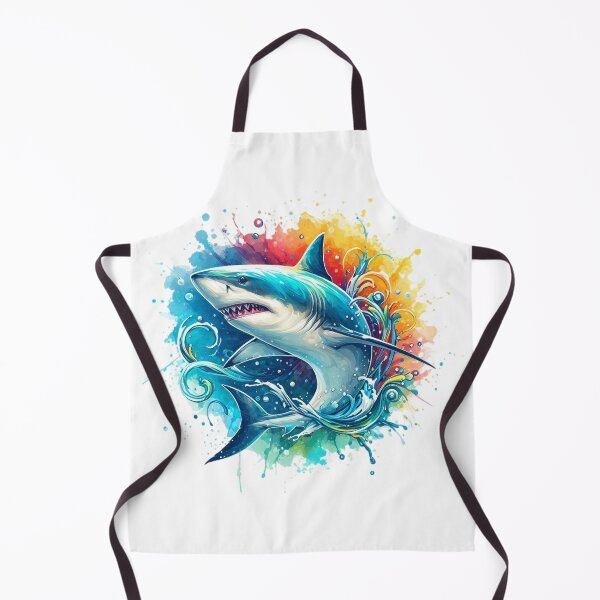 Item preview, A beautiful and strong shark jumping out of the water with a colorful background. designed and sold by Marcoshop10.