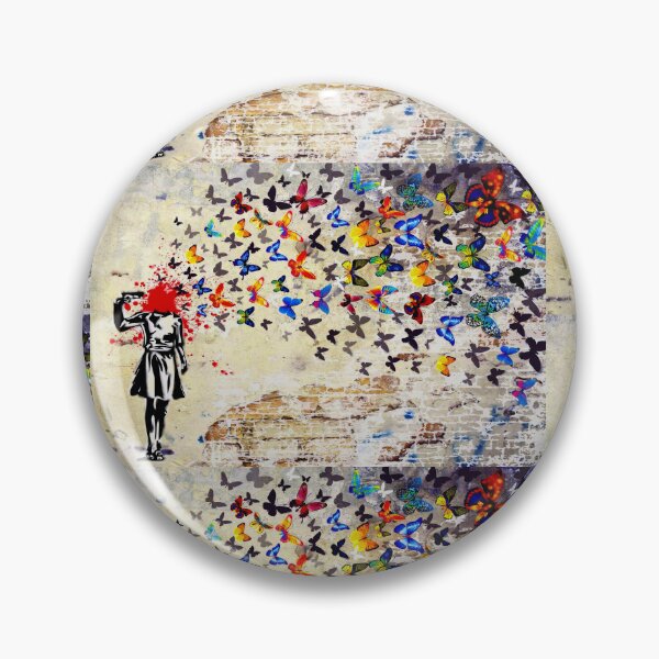 Item preview, Banksy Headshot Butterlies Graffiti Street Mural designed and sold by SummerlandsArt.