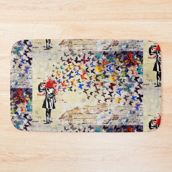 Item preview, Banksy Headshot Butterlies Graffiti Street Mural designed and sold by SummerlandsArt.
