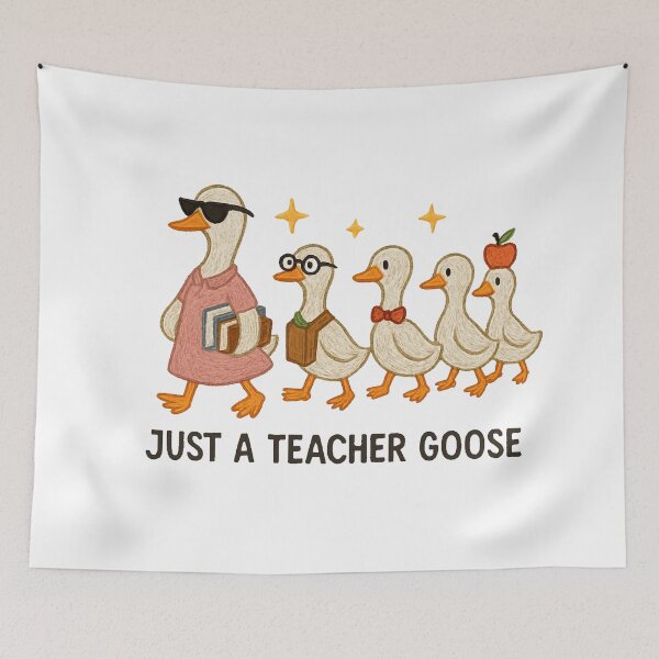 Item preview, Whimsical Teacher Goose with Cute Students Cartoon Illustration designed and sold by RuweisVibes.
