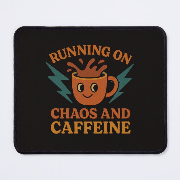 Item preview, Running On Chaos And Caffeine – Funny Coffee Retro T-Shirt designed and sold by Jojokoko12.