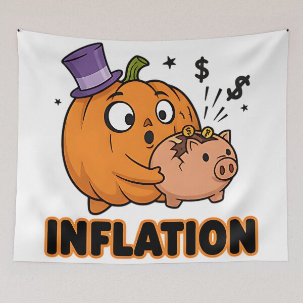 Item preview, Inflation Funny Pumpkin Piggy Bank Design For Halloween Humor Fans And Economic Parody Lovers designed and sold by ArtDesignTp.