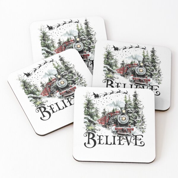Item preview, Believe Christmas Train Steam Engine Retro Winter Santa Sleigh Art designed and sold by damiforgye.