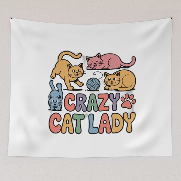 Item preview, Crazy Cat Lady - Colorful Cats and Typography designed and sold by Reichcorp.