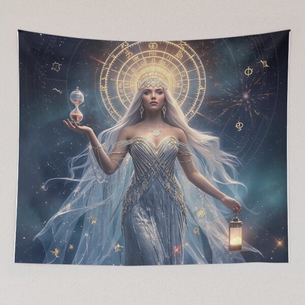 Item preview, Zodiac Constellation Goddess with Hourglass - Blue Celestial Fantasy Art designed and sold by MissSaylor.