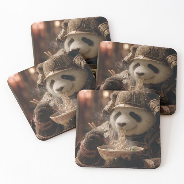 Item preview, Panda samurai eating ramen designed and sold by Print Monkey.
