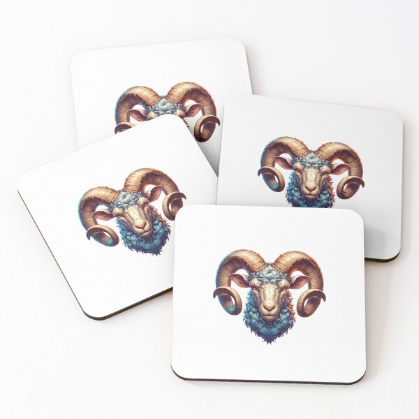 Item preview, Vibrant Watercolor Goat Portrait — Colorful Splatter Mountain Ram Art designed and sold by Colorful-Garden.