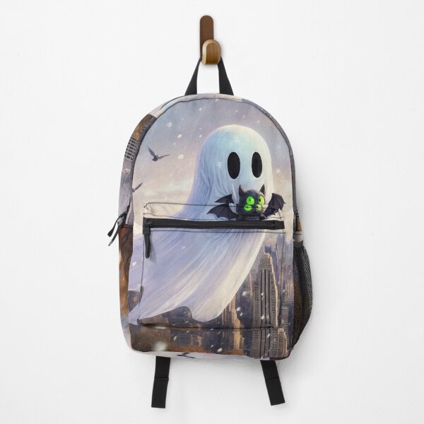 Item preview, Cute Ghost and Bat Floating Over the City designed and sold by M-Y-A-R-T-.