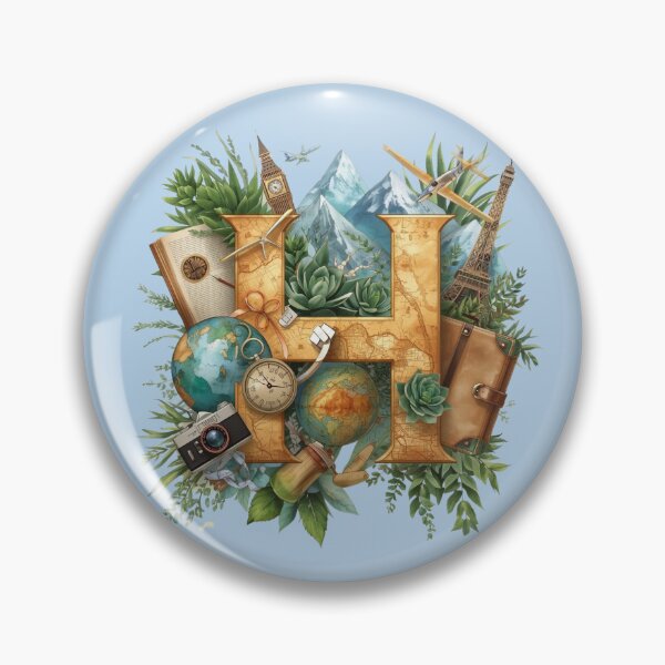 Item preview, Adventure Awaits – Vintage Travel Letter H Monogram | Wanderlust Globe & Airplane Design for Explorers and Dreamers designed and sold by AmenAlways.