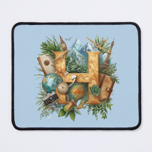 Item preview, Adventure Awaits – Vintage Travel Letter H Monogram | Wanderlust Globe & Airplane Design for Explorers and Dreamers designed and sold by AmenAlways.