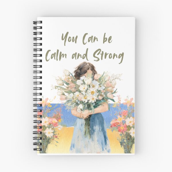 Item preview, You Can Be Calm and Strong Aesthetic T-Shirt – Cute Sketch Girl Holding Flowers, Minimalist Floral Design & Motivational Self-Love Graphic Tee designed and sold by YasirHamidDesigns .