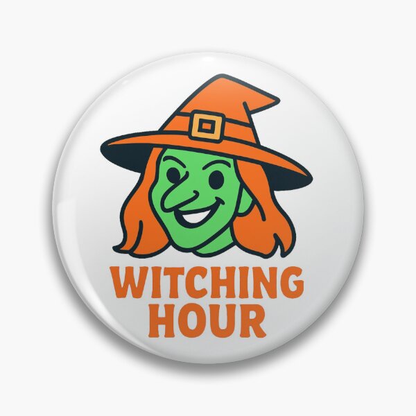 Artikelvorschau, Niedliche grüne Hexenillustration mit dem Halloween-Text „Witching Hour“ entworfen und verkauft von RuweisVibes.