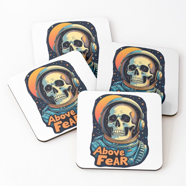 Item preview, Above Fear – Astronaut Skull Retro Space Poster T‑Shirt Design designed and sold by BlackPrintMrket.