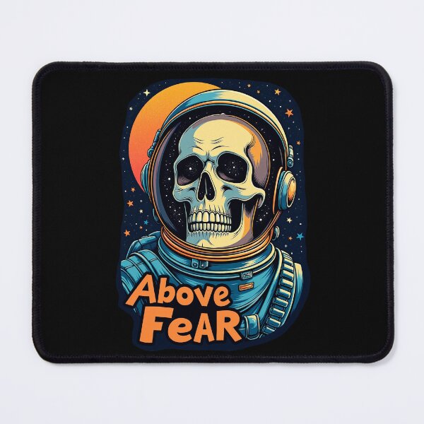 Item preview, Above Fear – Astronaut Skull Retro Space Poster T‑Shirt Design designed and sold by BlackPrintMrket.