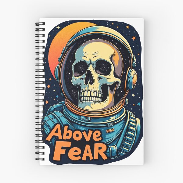 Item preview, Above Fear – Astronaut Skull Retro Space Poster T‑Shirt Design designed and sold by BlackPrintMrket.