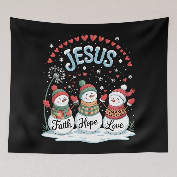 Item preview, Faith Hope Love Jesus Snowman Leopard Christmas Winter designed and sold by Sea4Adventures.