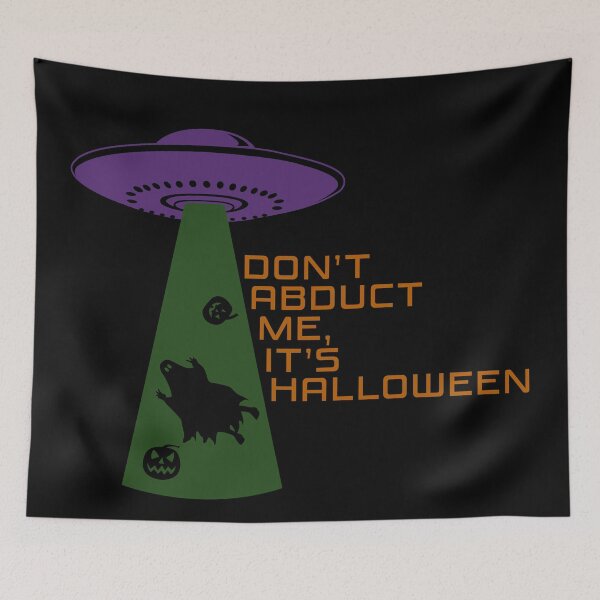 Item preview, Don’t Abduct Me, It’s Halloween – Funny UFO Alien Abduction Design (Purple & Green) designed and sold by Fun Funky Designs.
