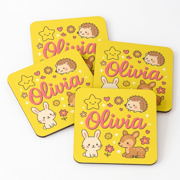 Item preview, Cute Olivia Name Design with Forest Friends and Flowers designed and sold by Graphic Therapist.