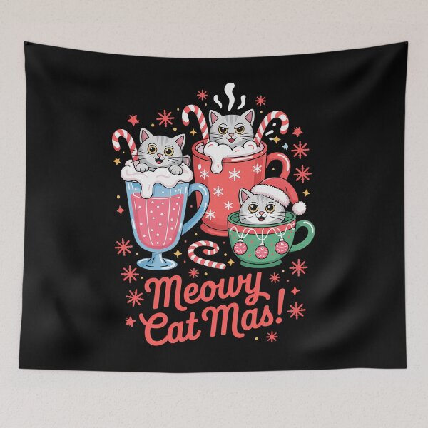 Item preview, Cat Christmas Cute Cats Santa Hat Xmas Drink designed and sold by tearbytea.