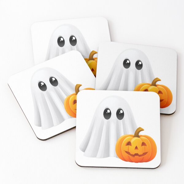 Item preview, Cute Halloween Ghost with Pumpkin | Adorable Spooky Season Illustration designed and sold by VilnaArtPrints.