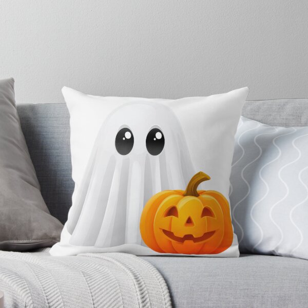 Item preview, Cute Halloween Ghost with Pumpkin | Adorable Spooky Season Illustration designed and sold by VilnaArtPrints.