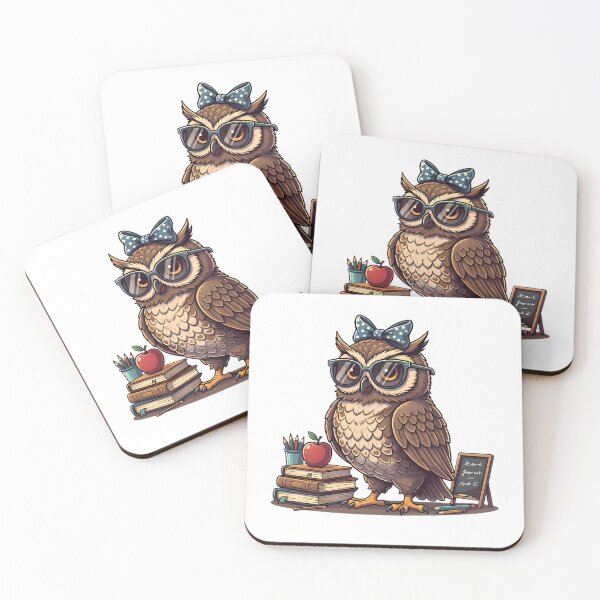 Item preview, Wise Owl Teacher with Books and Apple designed and sold by Linework Studio.