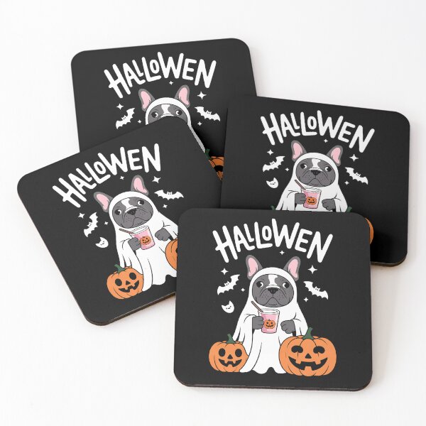 Item preview, Retro French Bulldog Ghost Drinking Coffee Halloween Funny designed and sold by BakeryDozen.