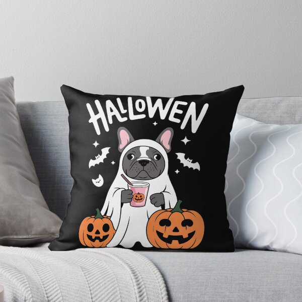 Item preview, Retro French Bulldog Ghost Drinking Coffee Halloween Funny designed and sold by BakeryDozen.