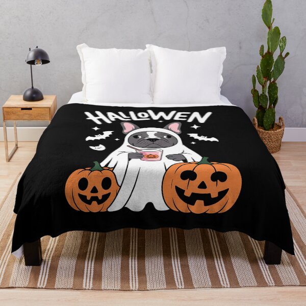 Item preview, Retro French Bulldog Ghost Drinking Coffee Halloween Funny designed and sold by BakeryDozen.