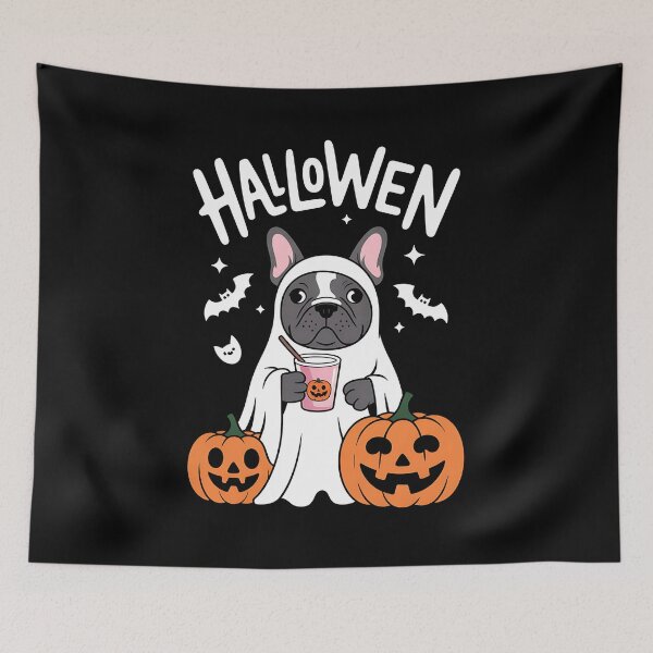 Item preview, Retro French Bulldog Ghost Drinking Coffee Halloween Funny designed and sold by BakeryDozen.