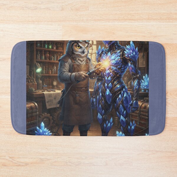 Item preview, The Owl Artificer's Masterpiece | Steampunk Inventor Forging a Crystal Golem designed and sold by E-SarnEdge.