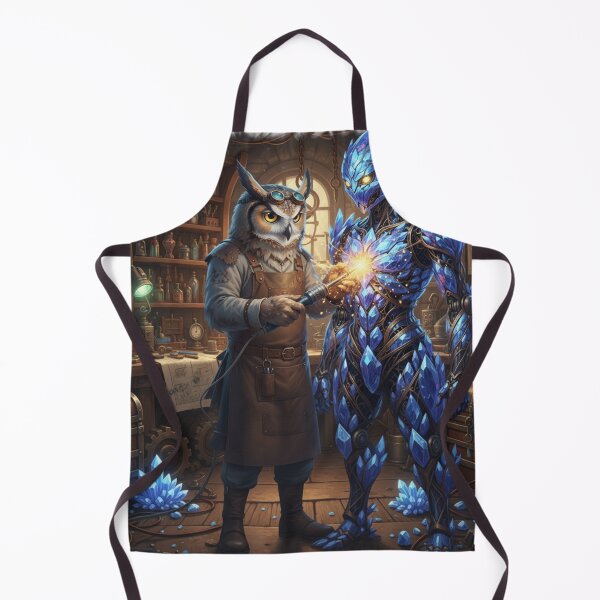 Item preview, The Owl Artificer's Masterpiece | Steampunk Inventor Forging a Crystal Golem designed and sold by E-SarnEdge.