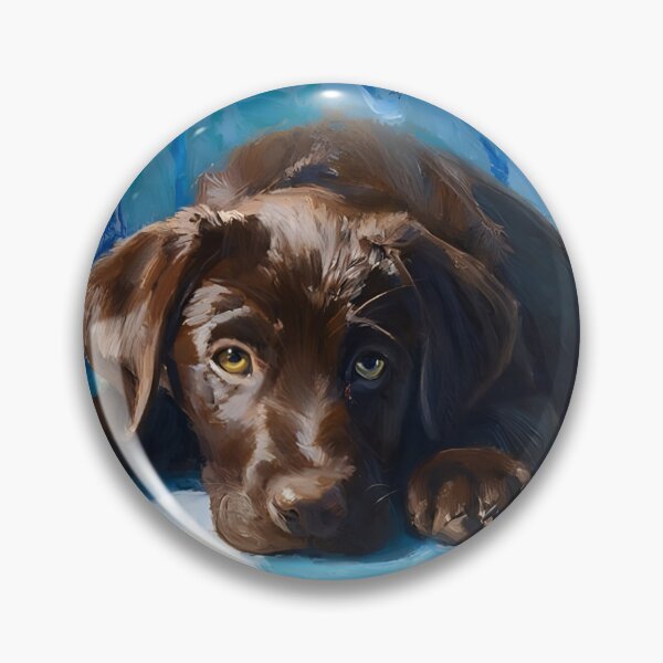 Item preview, Chocolate Labrador puppy waiting to play fetch designed and sold by SophieClimaArt.