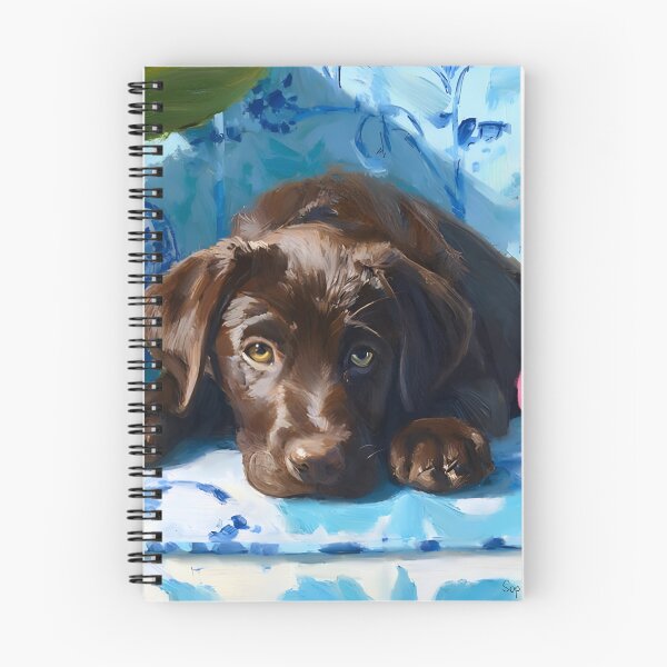 Item preview, Chocolate Labrador puppy waiting to play fetch designed and sold by SophieClimaArt.
