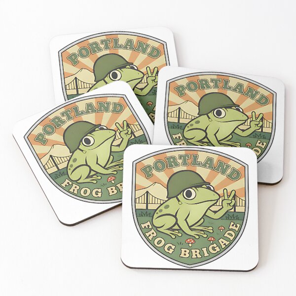 Item preview, Portland Frog Brigade Badge Retro Vintage Frog Soldier Style Funny Design designed and sold by ArtDesignTp.