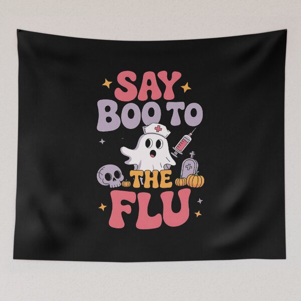 Item preview, Say Boo to The Flu Halloween Nurse Ghost Vaccine Fall designed and sold by BakeryDozen.