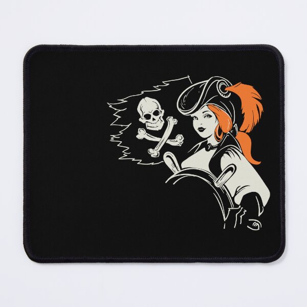 Item preview, Pirate girl helmsman under Jolly Roger flag designed and sold by JeraRS.