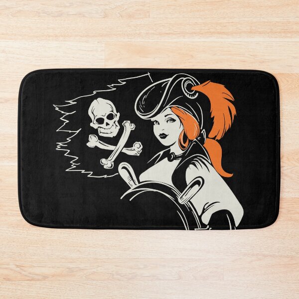 Item preview, Pirate girl helmsman under Jolly Roger flag designed and sold by JeraRS.