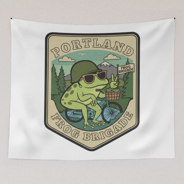 Item preview, Portland Frog Brigade Picnic Funny Frog Drinking Retro Summer Chillout Vintage Design designed and sold by ArtDesignTp.