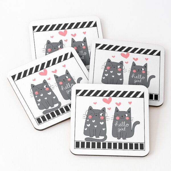 Item preview, Cute Love Cats – Hello Girl designed and sold by  Catpuccino.