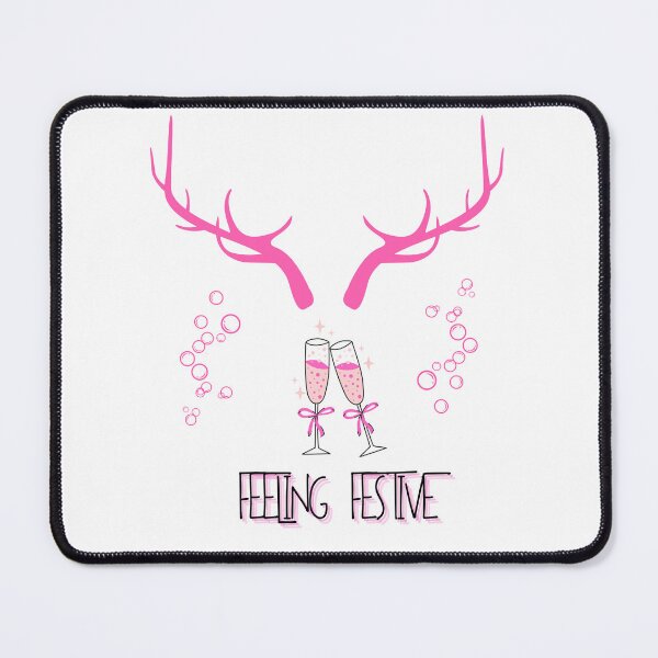 Item preview, Feelin Festive - Pink Reindeer Antler & Champagne Holiday Art designed and sold by ELIACREATIONS.