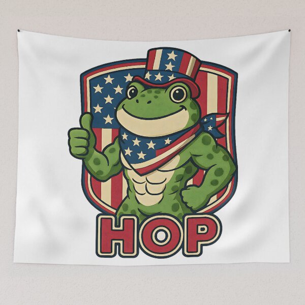 Item preview, Hop Patriotic Frog Funny Portland Frog Brigade Retro Americana Design For Freedom And Humor Lovers designed and sold by ArtDesignTp.