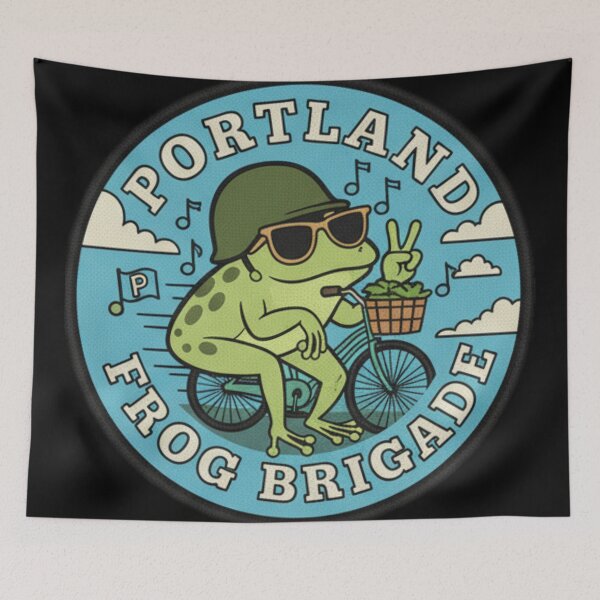 Item preview, Portland Frog Brigade Biker Frog Funny Outdoor Retro Vintage Cycling Design For Oregon Adventure Fans designed and sold by ArtDesignTp.