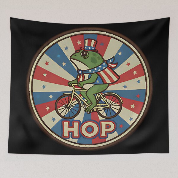 Item preview, Hop Freedom Frog Cycling Funny Patriotic Retro Portland Frog Brigade Design For Americana Humor Fans designed and sold by ArtDesignTp.