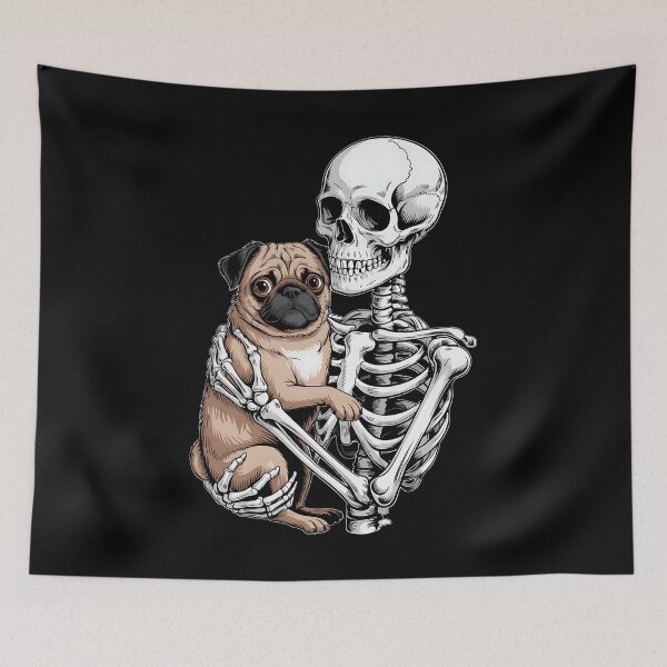 Item preview, Skeleton Hugging Pug Halloween Pugs Lover Pug designed and sold by BakeryDozen.