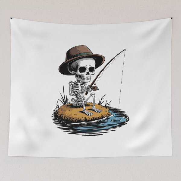 Item preview, Skeleton Fishing Funny Halloween Costume designed and sold by BakeryDozen.