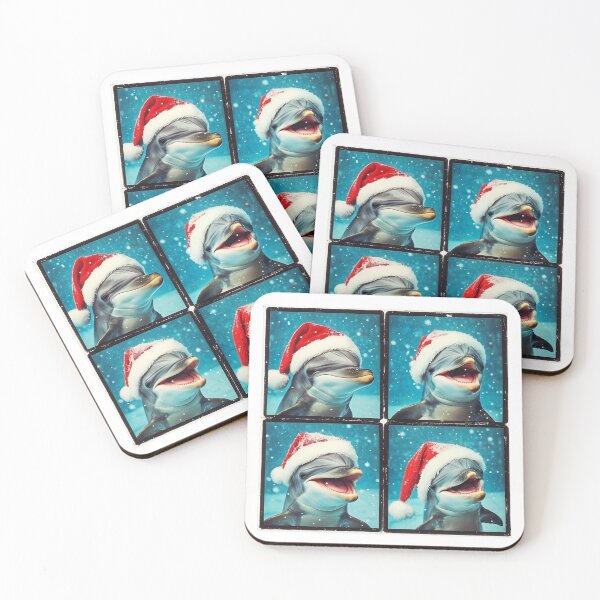 Item preview, Funny Dolphin Christmas Photobooth – Dolphin Wearing Santa Hat designed and sold by RockFireMerch.