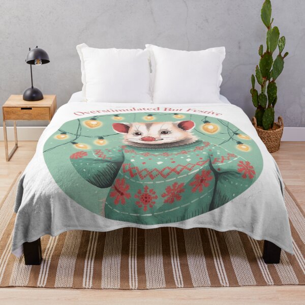 Item preview, Overstimulated But Festive – Funny Introvert Christmas Opossum designed and sold by jelonkaa.